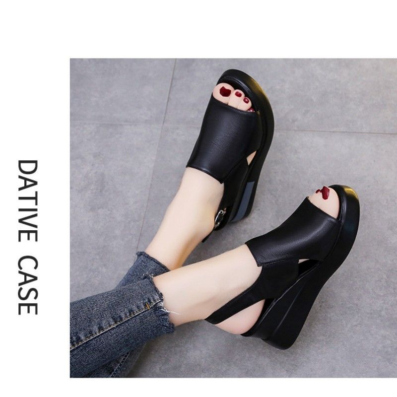 Fashion Thick Soled Wedge Sandals For Women Summer Buckle Sandals Girl High Heels Non-slip Sandals Shoe Lady Heels