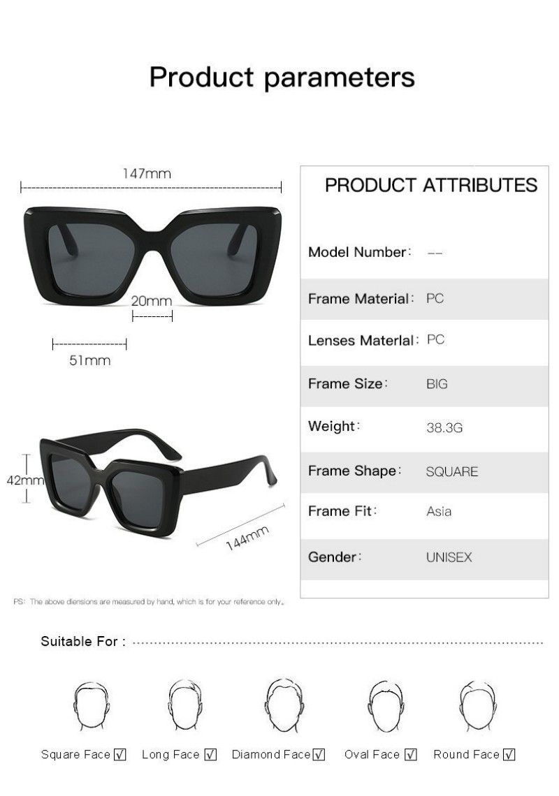 Fashion Sunglasses Lady Large-framed Minimalist Square Sunglasses UV400 Trendy Sunglasses Eyewear Accessories
