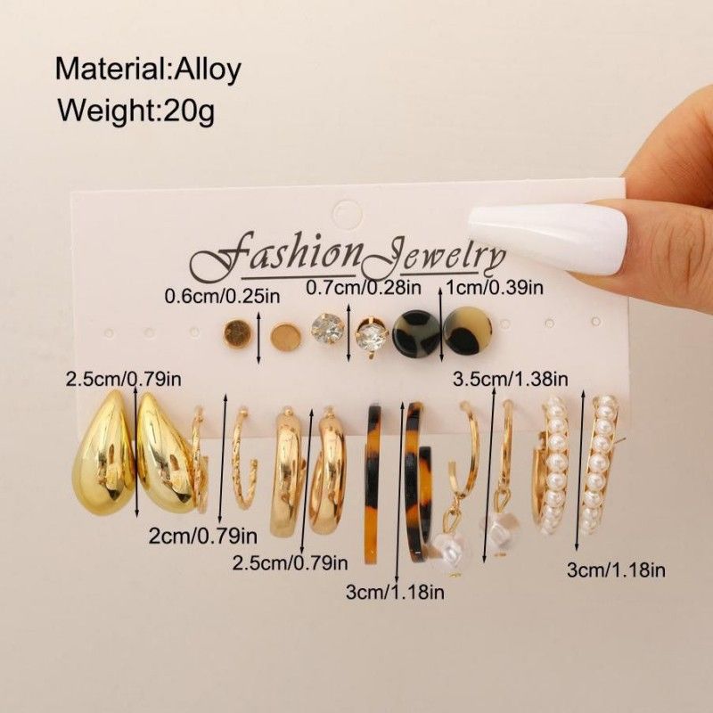 9 PCS/SET Women Earrings Set Earrings Jewellery Fashion Jewelry Trendy Earrings Female