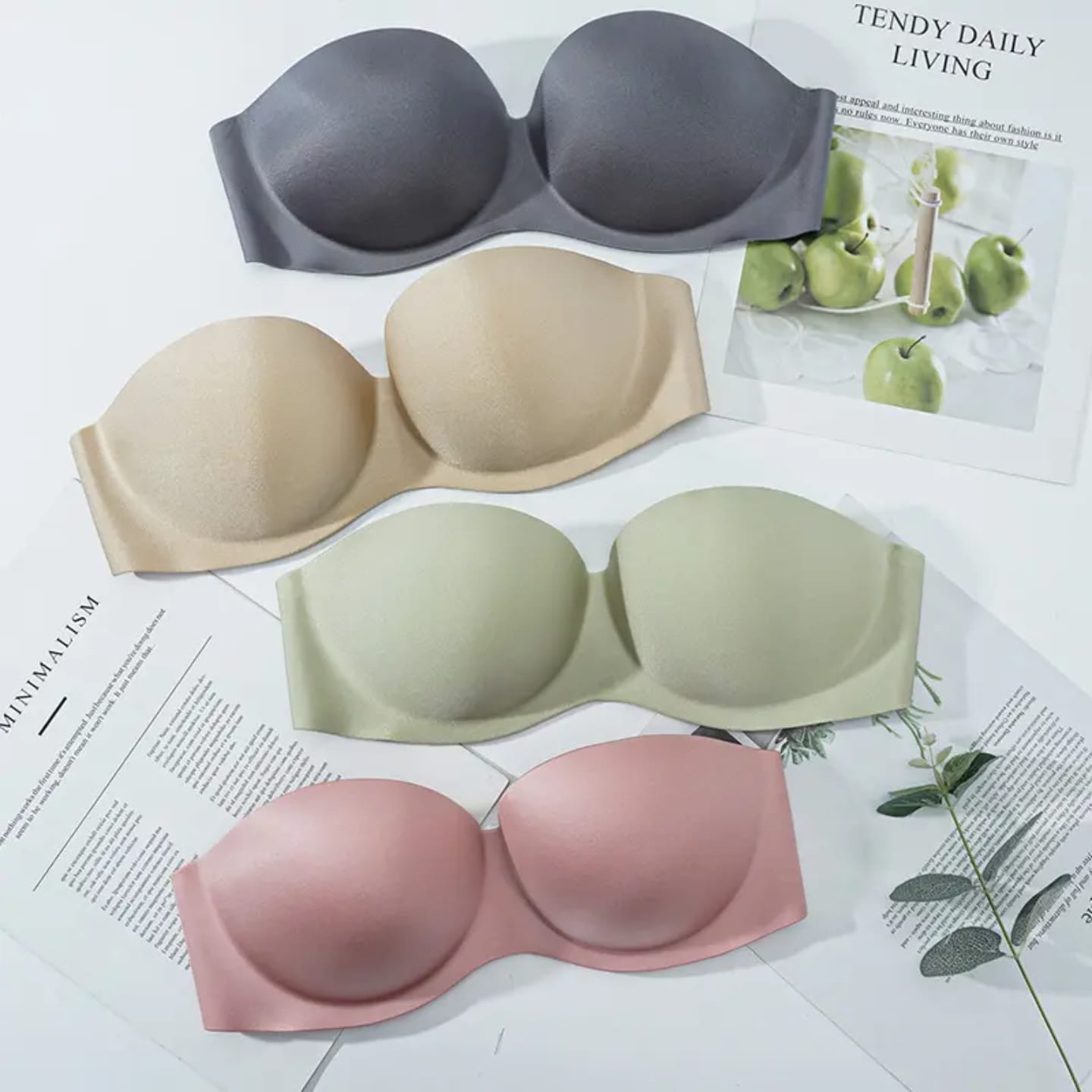 Backless Wire Free Women's Seamless Bandeau Invisible Bra Size Strapless Push up Bra for Women