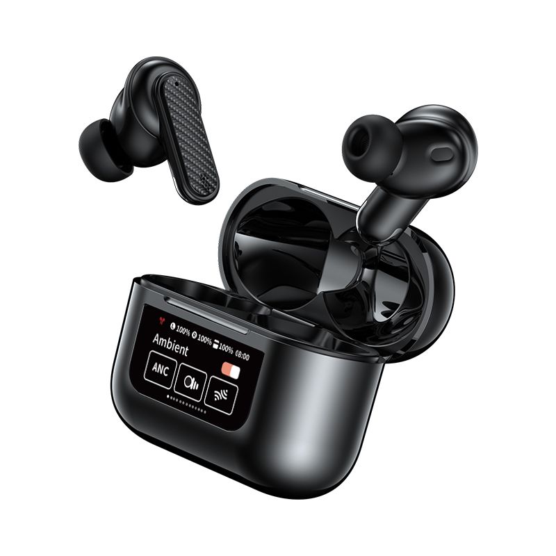 YW08 TWS Wireless Earbuds Touch Control LCD Screen Earphone with ENC Noise Cancelling Super Bass Premium Sound Long Battery Smart Digital Display Sports In-Ear Earphone