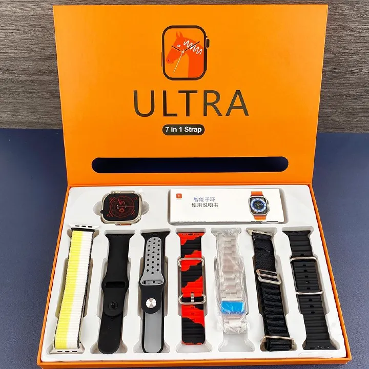 7 In 1 Watch Straps New Smartwatch 2.2HD Amoled Circular Screen ECG Monitoring Reloj inteligente with Protective Case