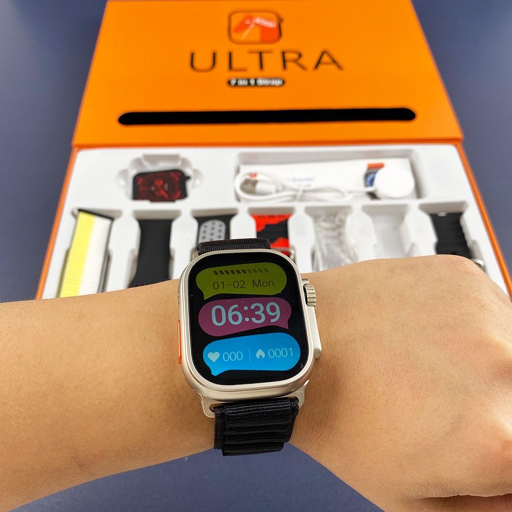 7 In 1 Watch Straps New Smartwatch 2.2HD Amoled Circular Screen ECG Monitoring Reloj inteligente with Protective Case