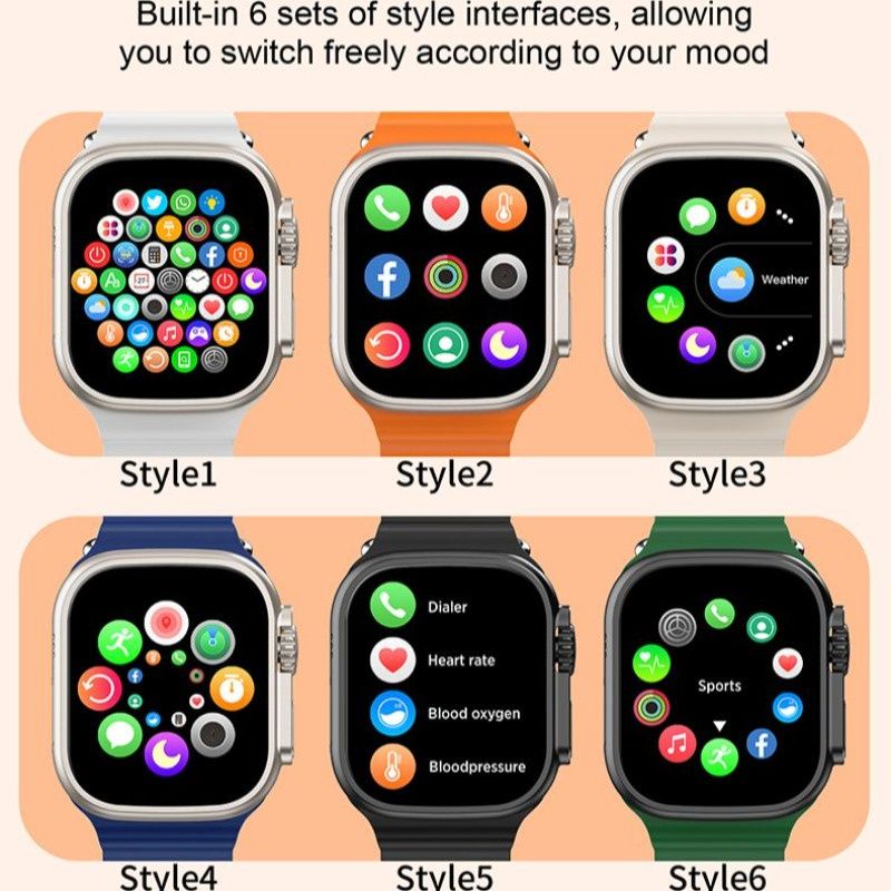 I20 Ultra Max Smart Watch Ultra 10 In 1 Waterproof 7 Straps + Protective Case + Earphones Men Women 49MM Bluetooth Call Heart Rate Wireless Charging Fitness Bracelet Smartwatch Set