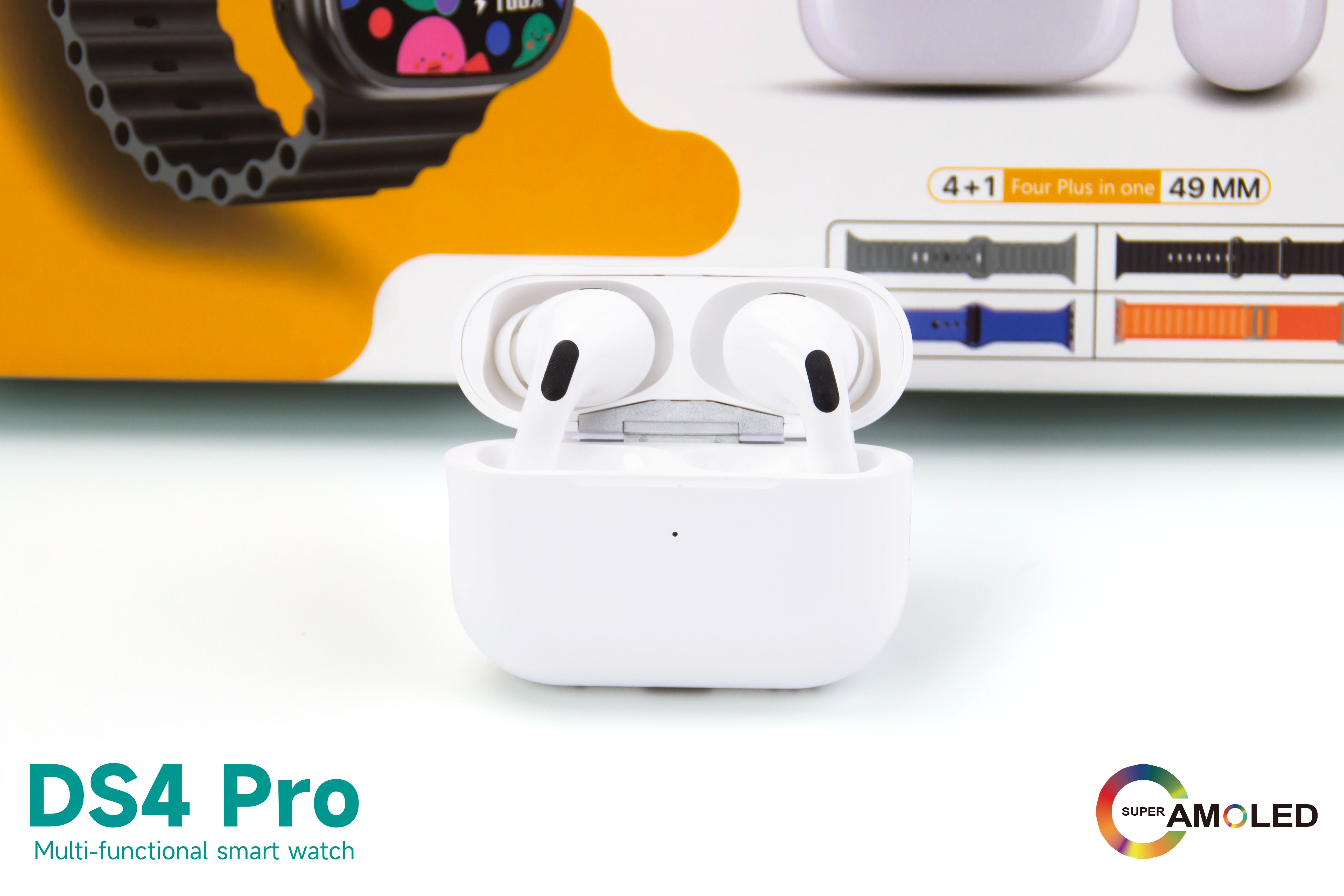 DS4 Pro Smart Watch 4 Straps TWS Bluetooth Earphone Heart Rate Monitor Fitness Sport IP68 Water proof Blood Glucose Monitor Smartwatches