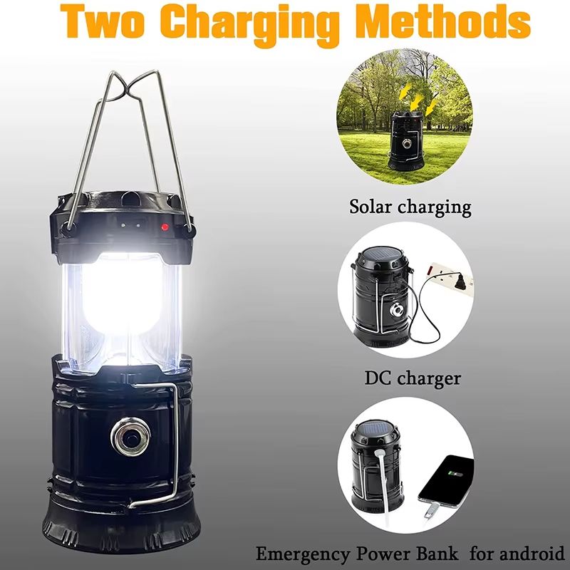 Rechargeable Solar Multifunctional Handheld Camping Lamp LED Portable Flashlight Portable Waterproof Emergency Powered Light