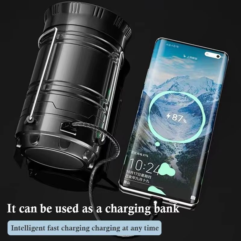 Rechargeable Solar Multifunctional Handheld Camping Lamp LED Portable Flashlight Portable Waterproof Emergency Powered Light