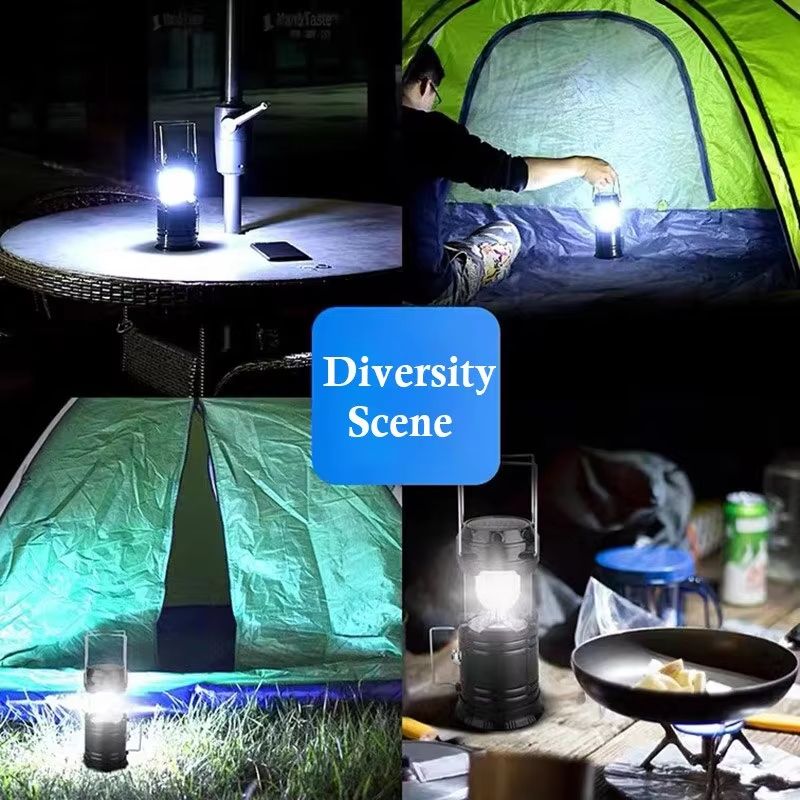 Rechargeable Solar Multifunctional Handheld Camping Lamp LED Portable Flashlight Portable Waterproof Emergency Powered Light