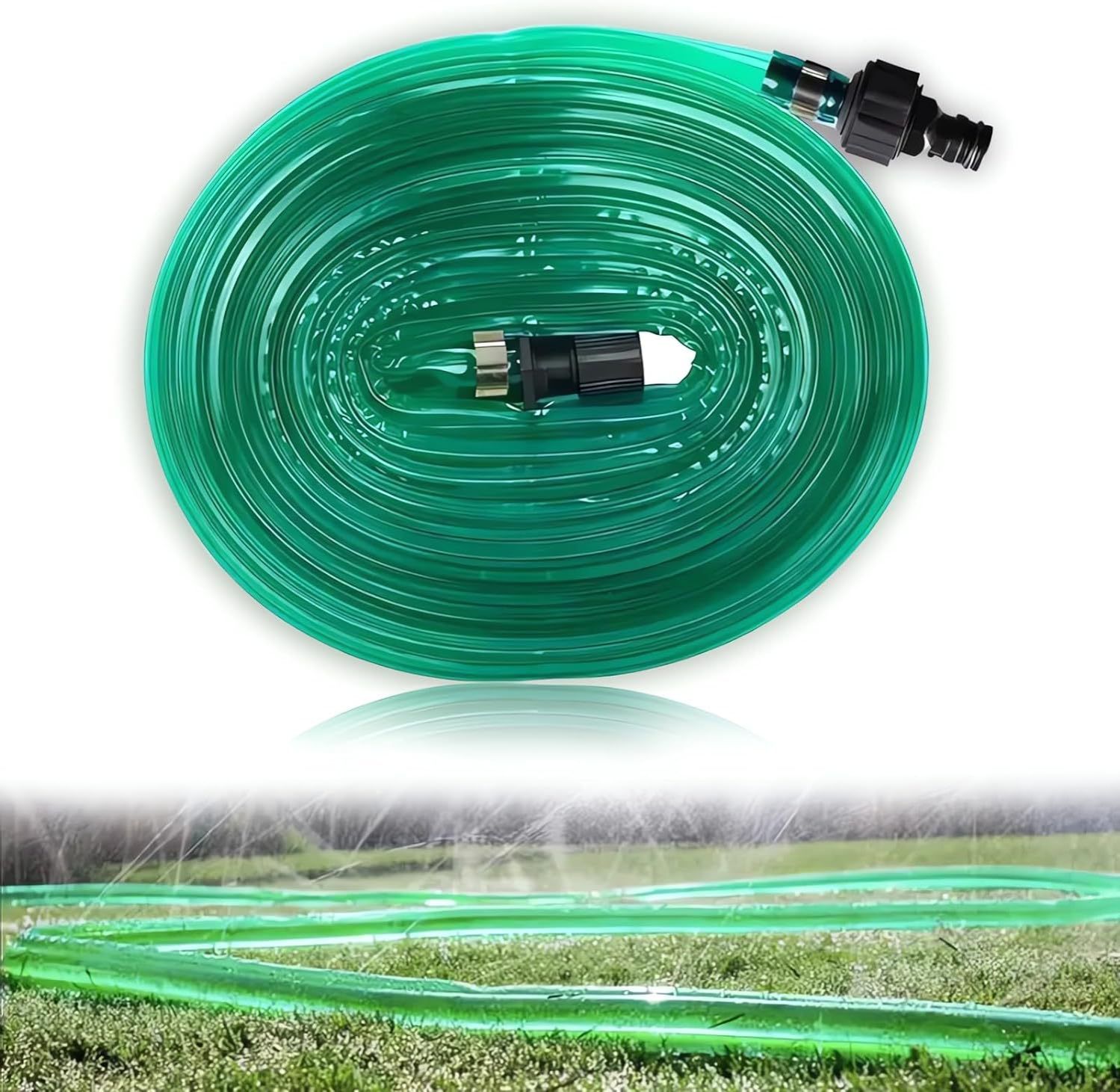 Soaker Hose 15m Flat Flexible Garden Lawn Sprinkler Water Drip Irrigation Tubing