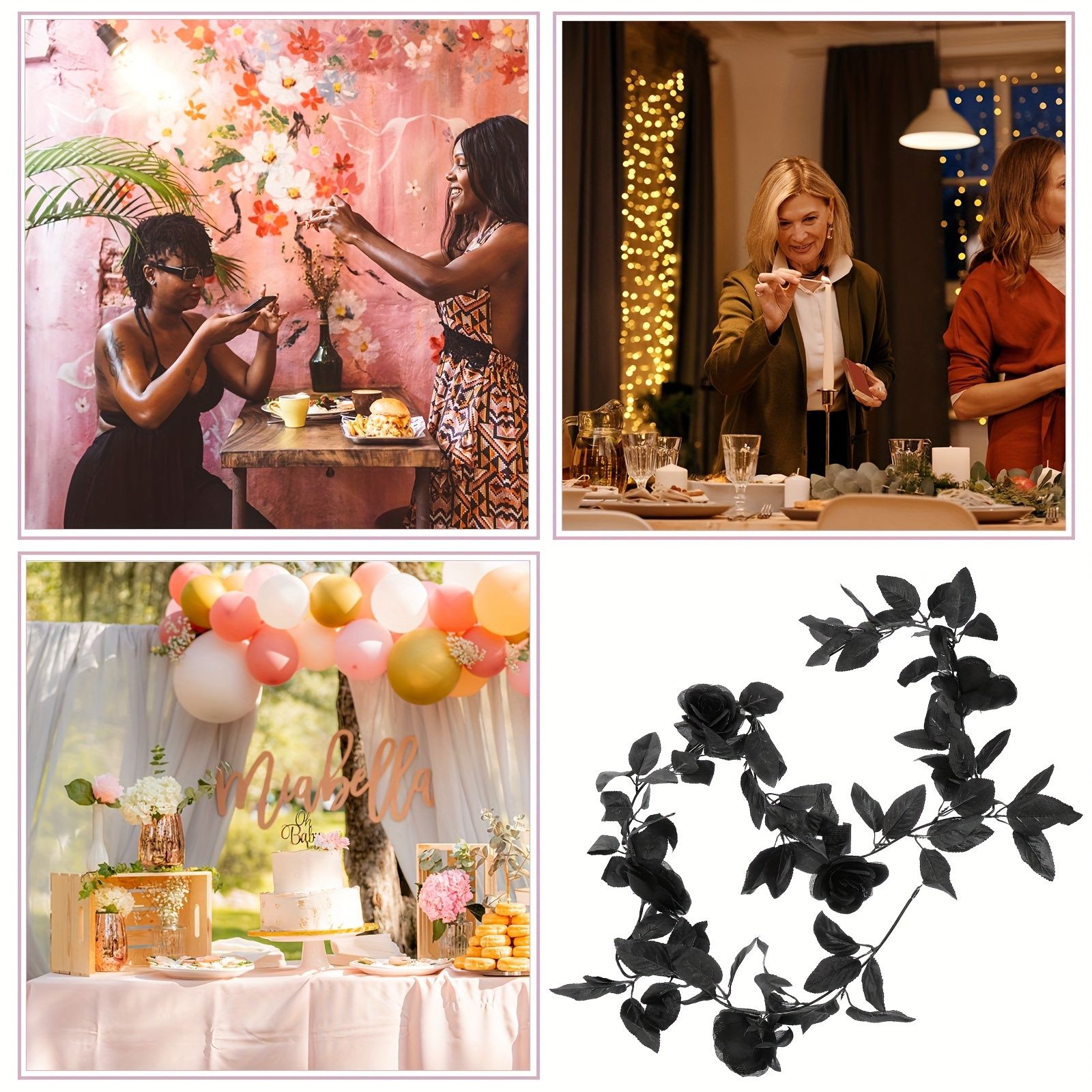 Reusable Widely-used Novelty Rose Vines Decoration Artificial Rose Vine Black Fake Rose Vine Rose Vine for Photo Prop Home Decor