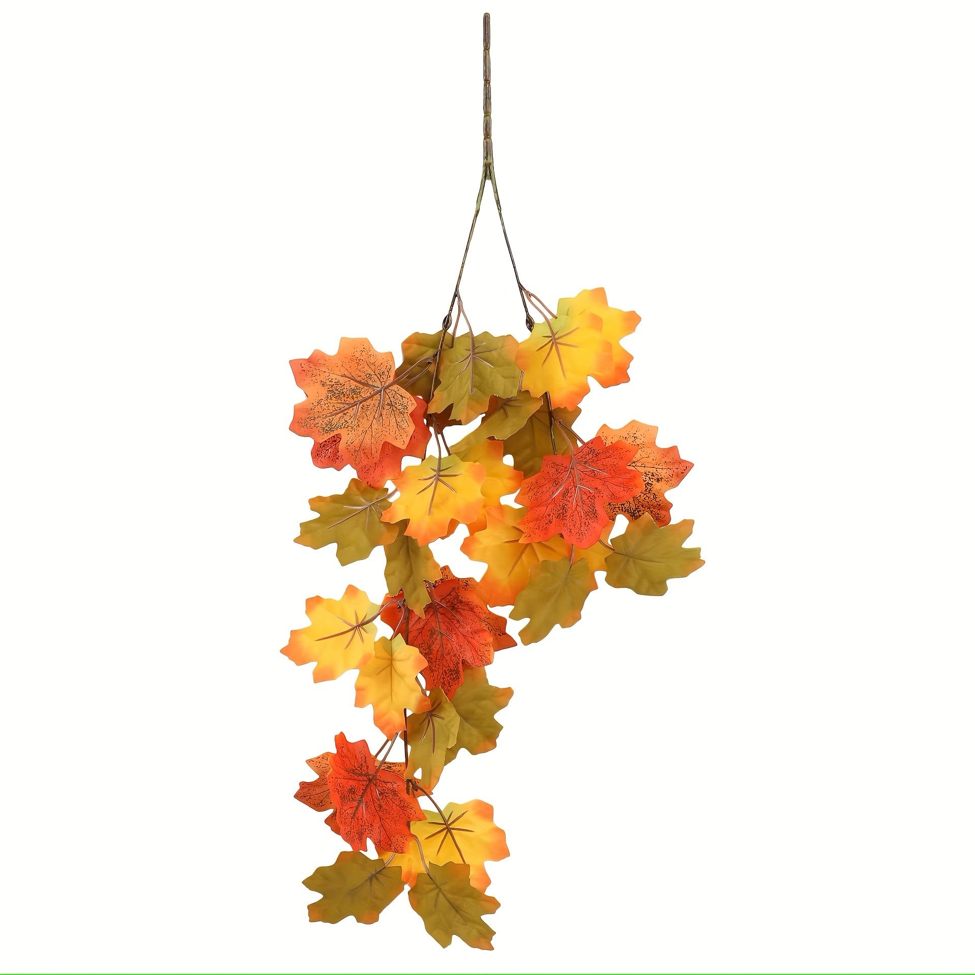 2 pcs Artificial Plants Maple Leaf Garland Wall Hanging Plant Vines for Thanksgiving Table Decoration Autumn Outdoor Garden Home Decor