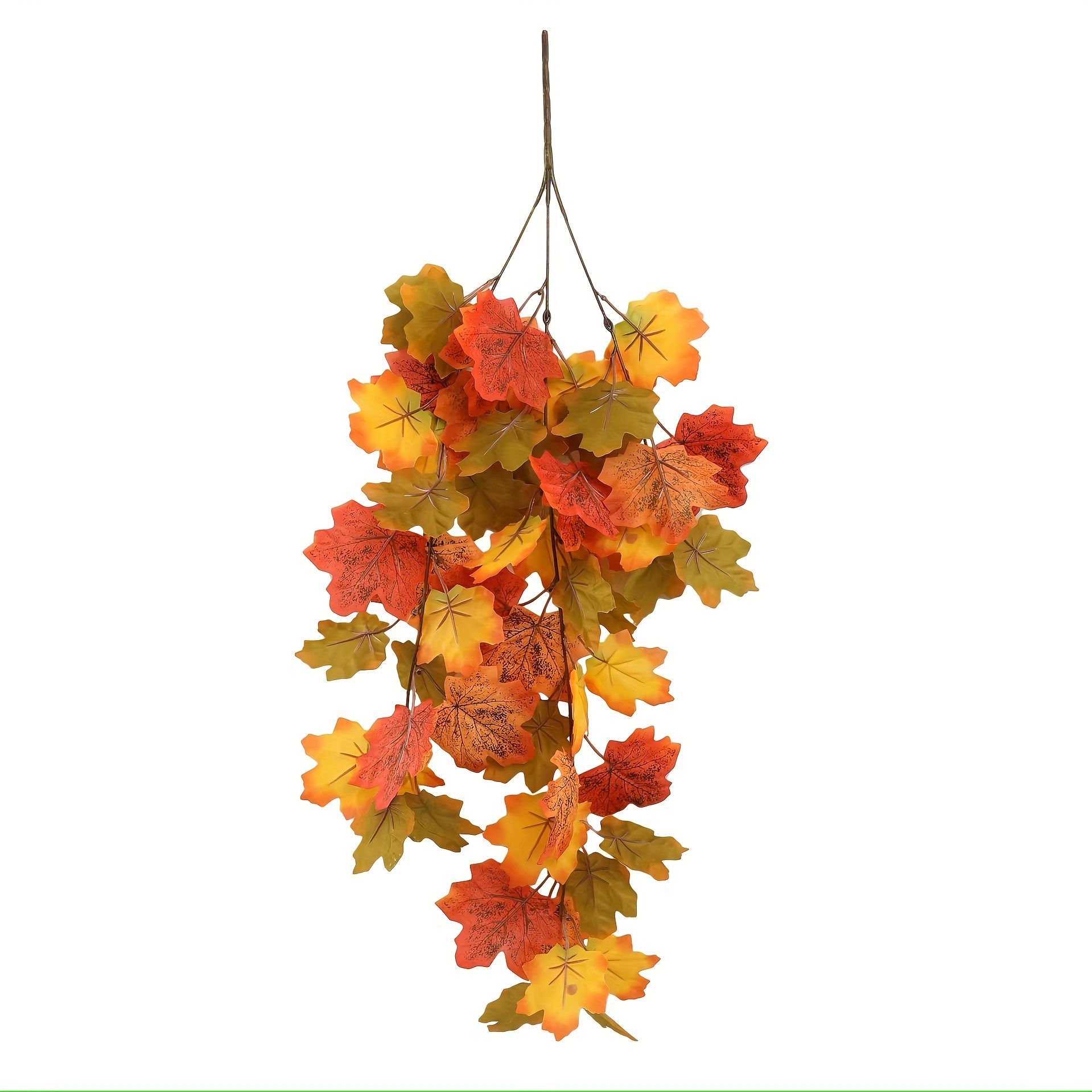 2 pcs Artificial Plants Maple Leaf Garland Wall Hanging Plant Vines for Thanksgiving Table Decoration Autumn Outdoor Garden Home Decor