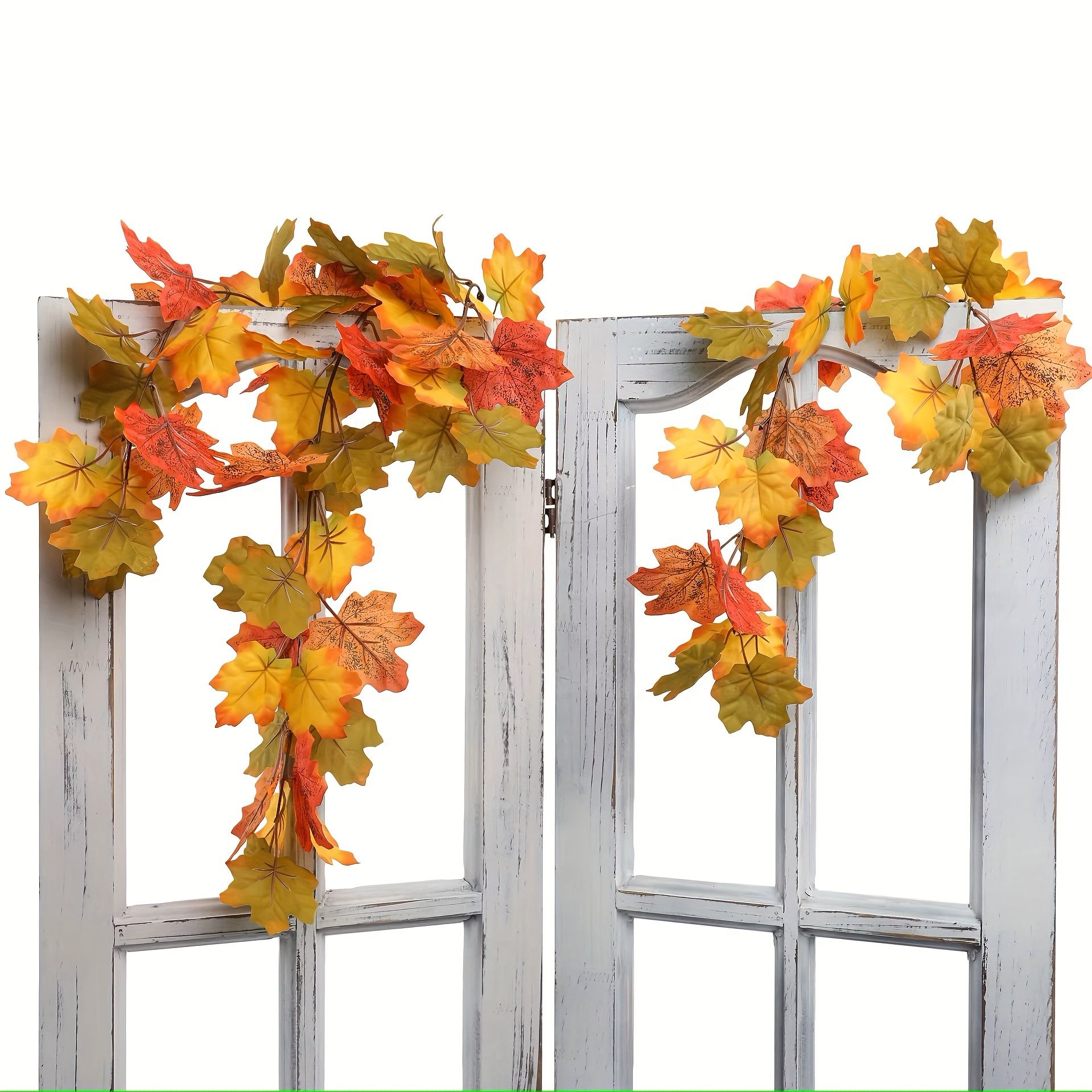 2 pcs Artificial Plants Maple Leaf Garland Wall Hanging Plant Vines for Thanksgiving Table Decoration Autumn Outdoor Garden Home Decor