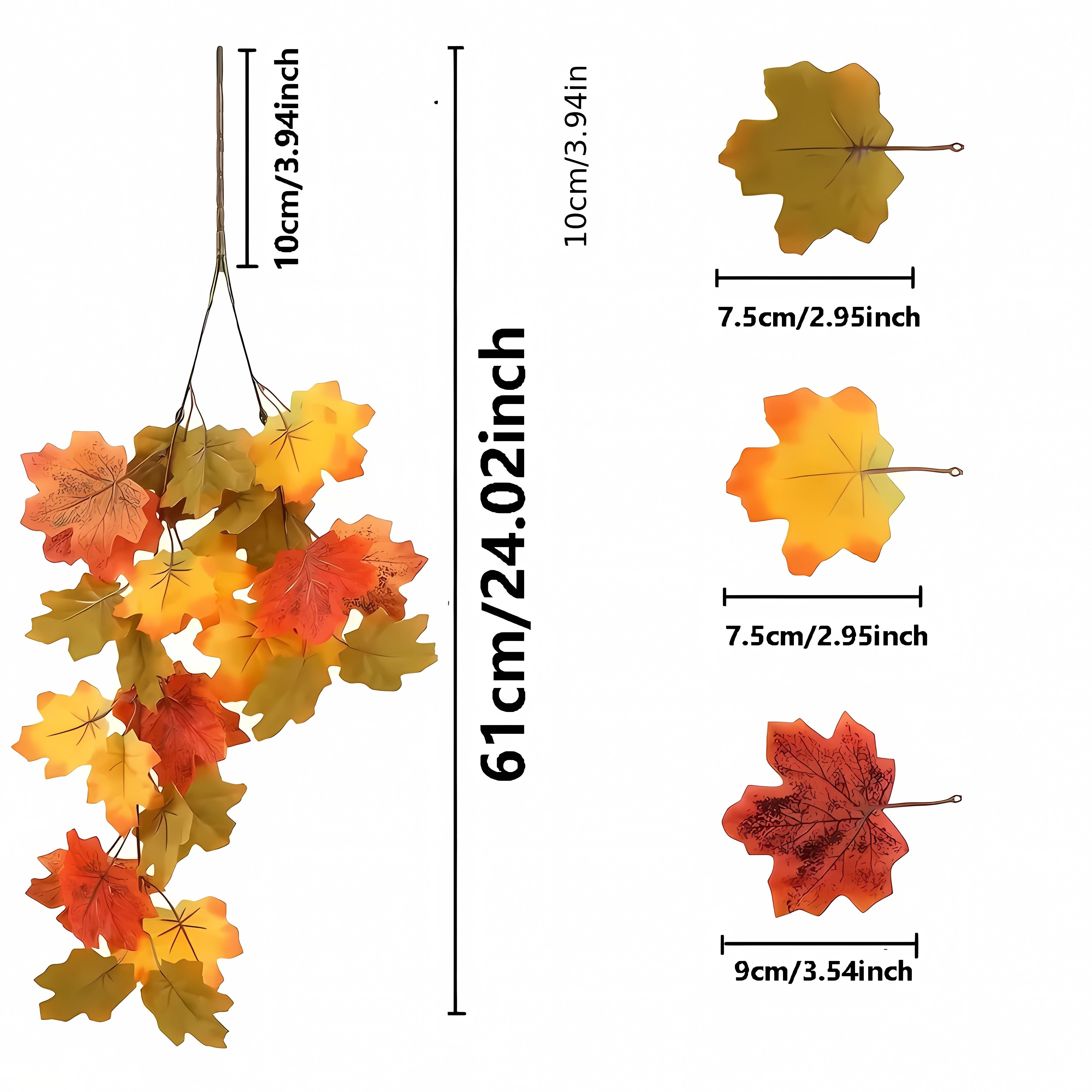 2 pcs Artificial Plants Maple Leaf Garland Wall Hanging Plant Vines for Thanksgiving Table Decoration Autumn Outdoor Garden Home Decor