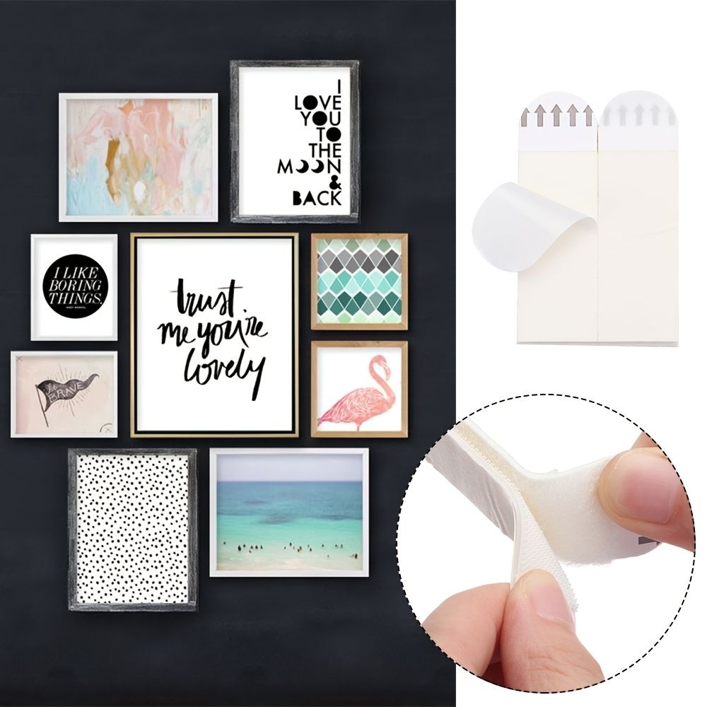 12 group S/M/L White Tape Damage-Free Picture&Frame Hanging Strips Wall Sticker Hook Value Pack Picture Hanging Strips