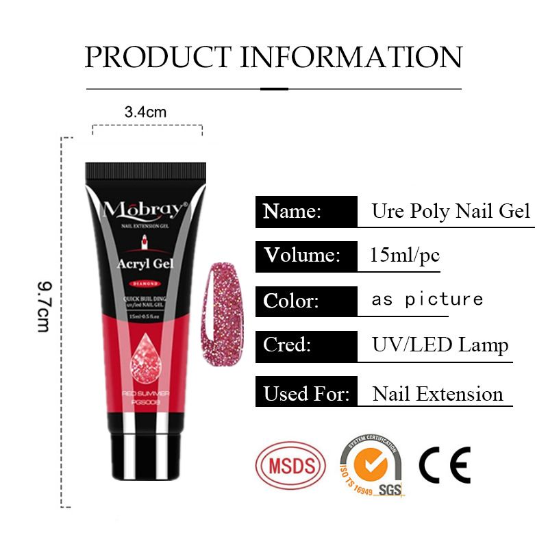 8Pcs Nail Extension Professional Full Poly UV Gel Manicure Kit  6W Nail Lamp Nail Plate