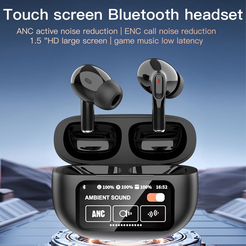 A9 Plus Wireless Bluetooth earphones LED Touch Screen Earpods Touch Screen ANC Noise Reduction   Earbuds 500mAh Long Standby