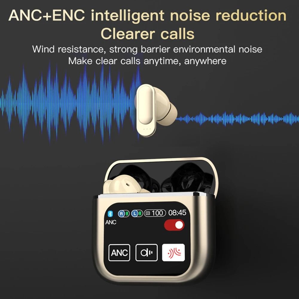 SE60 Wireless Bluetooth Headphone TWS Earphones LED Touchscreen Visible Active Noise Cancellation Sport Earphone