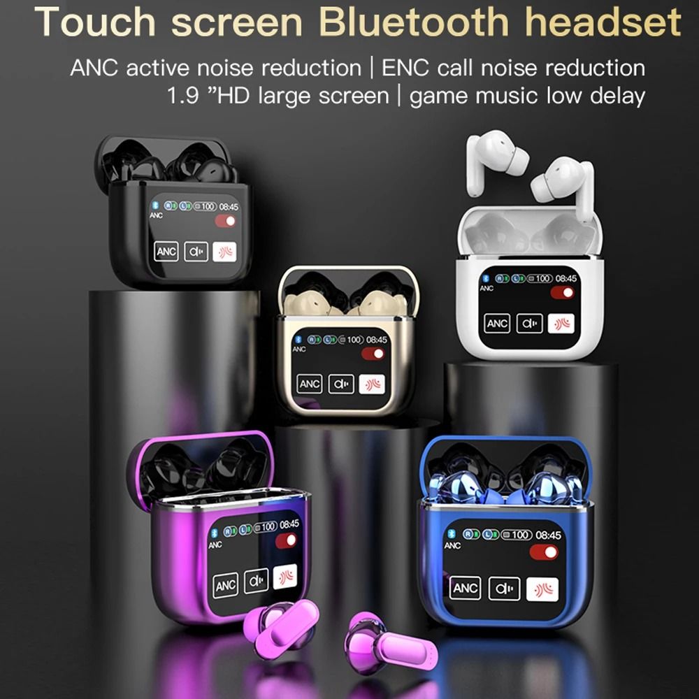 SE60 Wireless Bluetooth Headphone TWS Earphones LED Touchscreen Visible Active Noise Cancellation Sport Earphone
