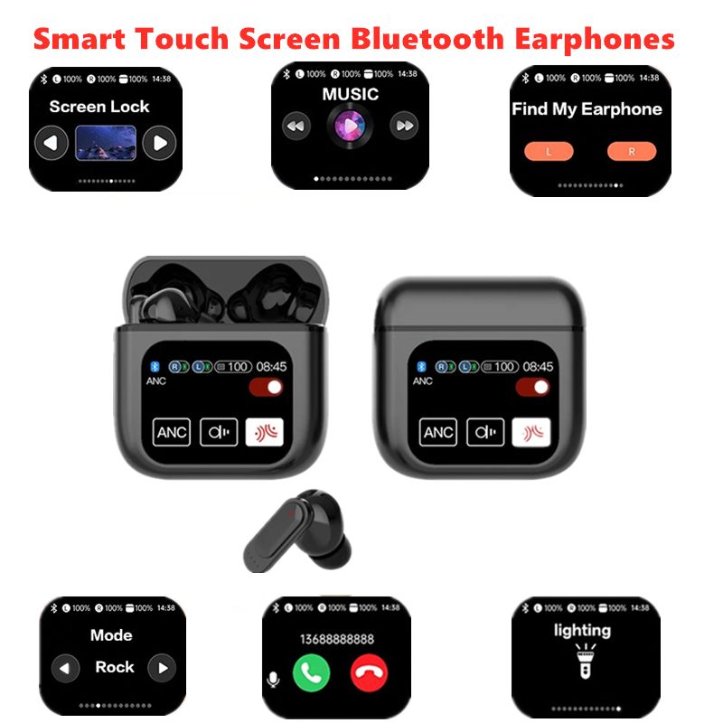 SE60 Wireless Bluetooth Headphone TWS Earphones LED Touchscreen Visible Active Noise Cancellation Sport Earphone