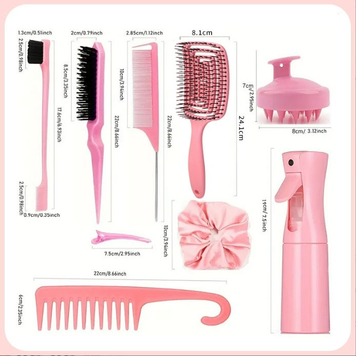 Comb Set Relaxing Elastic Massage Comb Hollow Out Hair Brush Scalp Massage Combs Hair Styling Spray bottle Hair Salon Tools