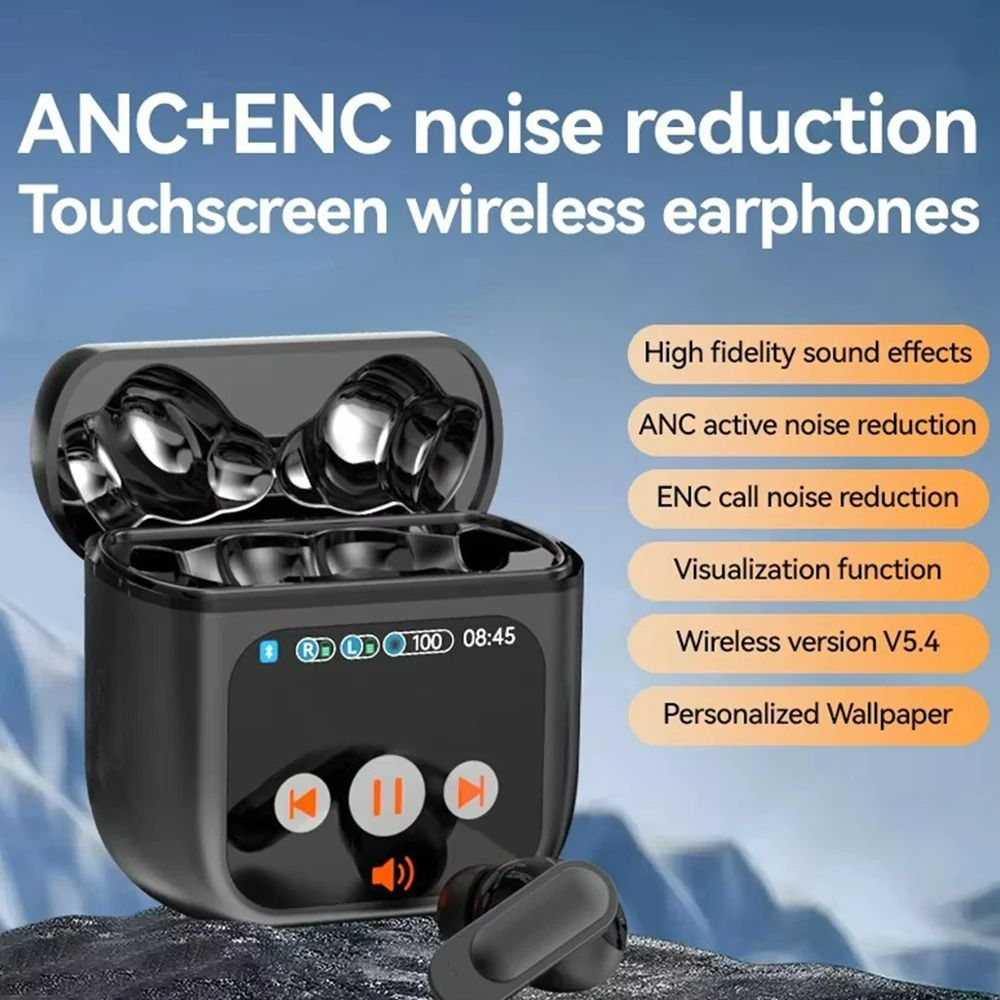SE60 Wireless Bluetooth Headphone TWS Earphones LED Touchscreen Visible Active Noise Cancellation Sport Earphone as picture