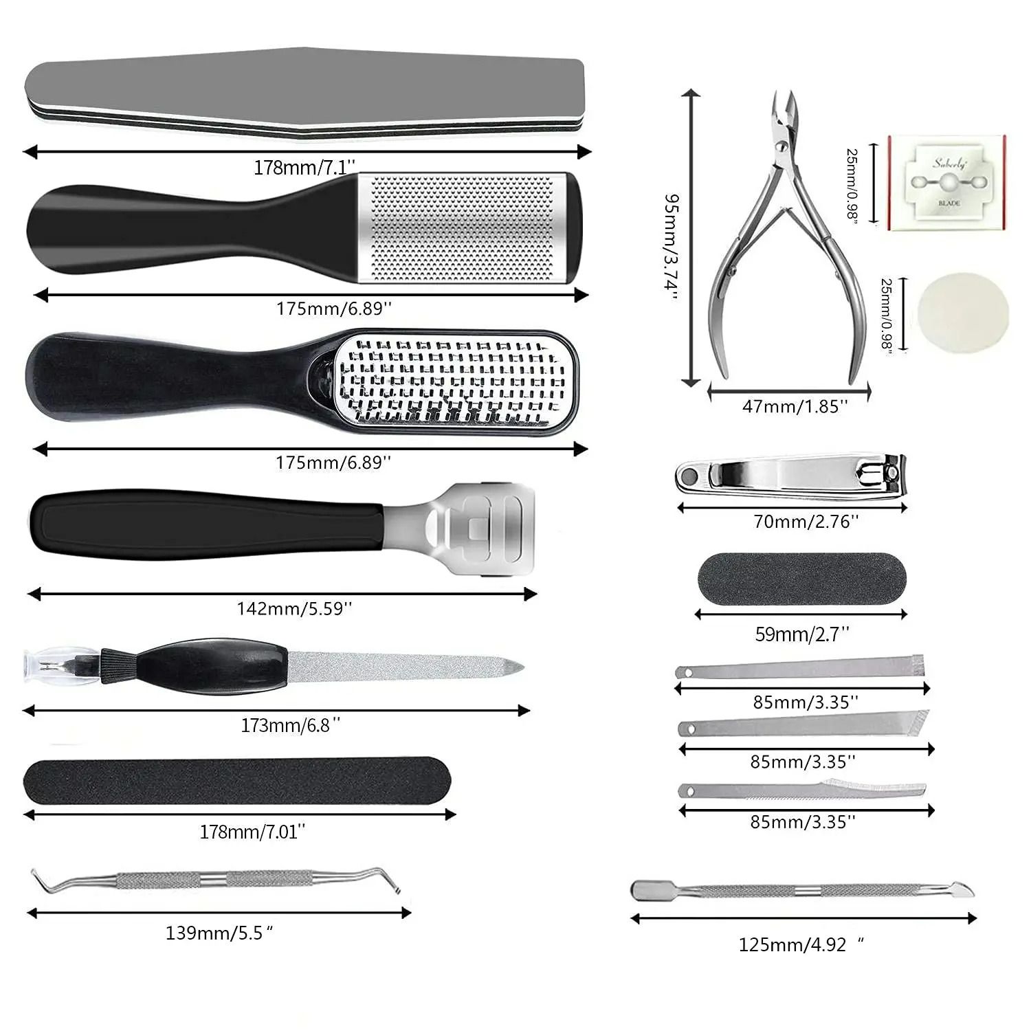 27in1 Foot Care Tool Pedicure Manicure Kit Set Stainless Steel Peeling Exfoliating Callus Dead Skin Remover Foot Scrubbing Brush Pedicure Tools