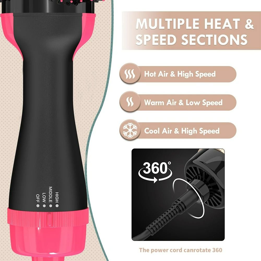 3IN1 Hot Air Brush One-Step Hair Dryer Styler and Dryer Blow Dryer Brush Professional Heating Comb 1000W Straightener Hair Comb