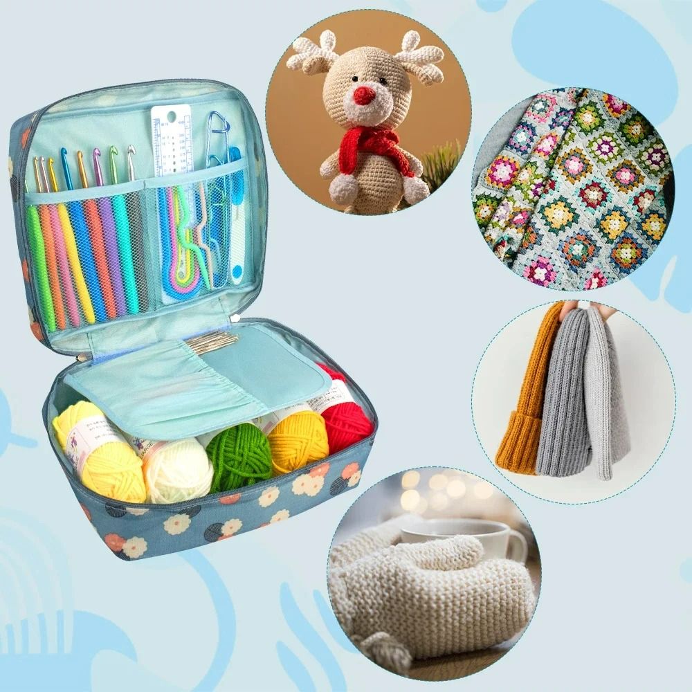 Crochet Ruler Case Best price for 58pcs Portable Crochet Kits with Bag Knitting Tool DIY ...