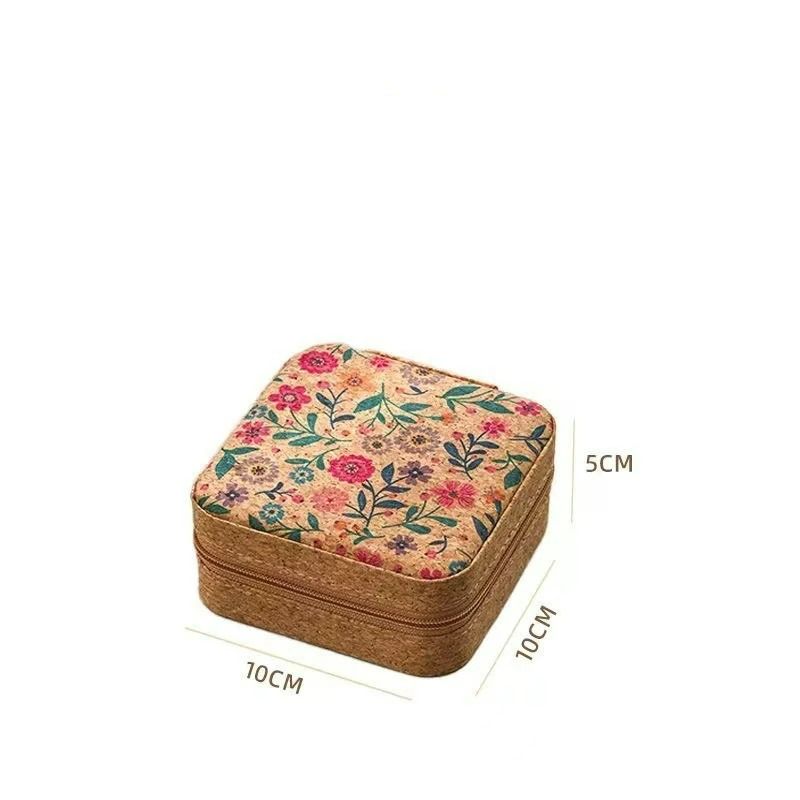Portable Jewelry Box Lightweight Vintage Earrings Storage Boxes Earrings Necklace Rings Case Square-Shape Zipper  Bohemia Organizer
