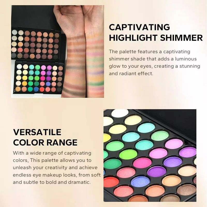 40Colors  Eyeshadow Palette with 8 Pcs Eyeshadow Brush Set Waterproof Long Lasting Pressed Powder Cosmetics Women MakeUp popfeel