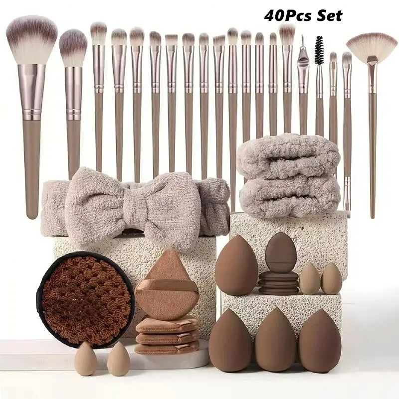 40Pcs Makeup Kit Makeup Brush Set Eye Shadow Mixing Brush Beauty sponge makeup brush Female Cosmetics Beauty Tools