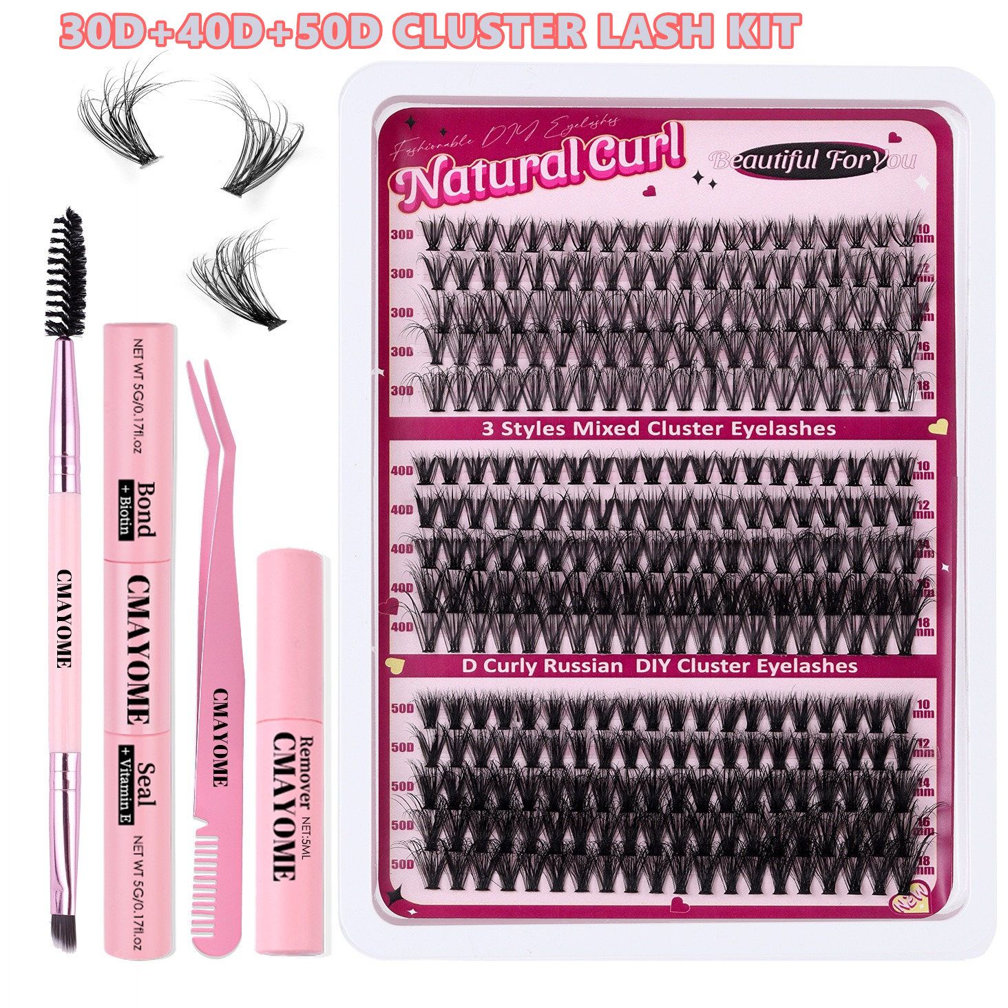 DIY False Eyelash large capacity Clusters for Natural Look False Eyelashes Natural Thick Kit Lash Extension Kit DIY Individual Lashes Kit