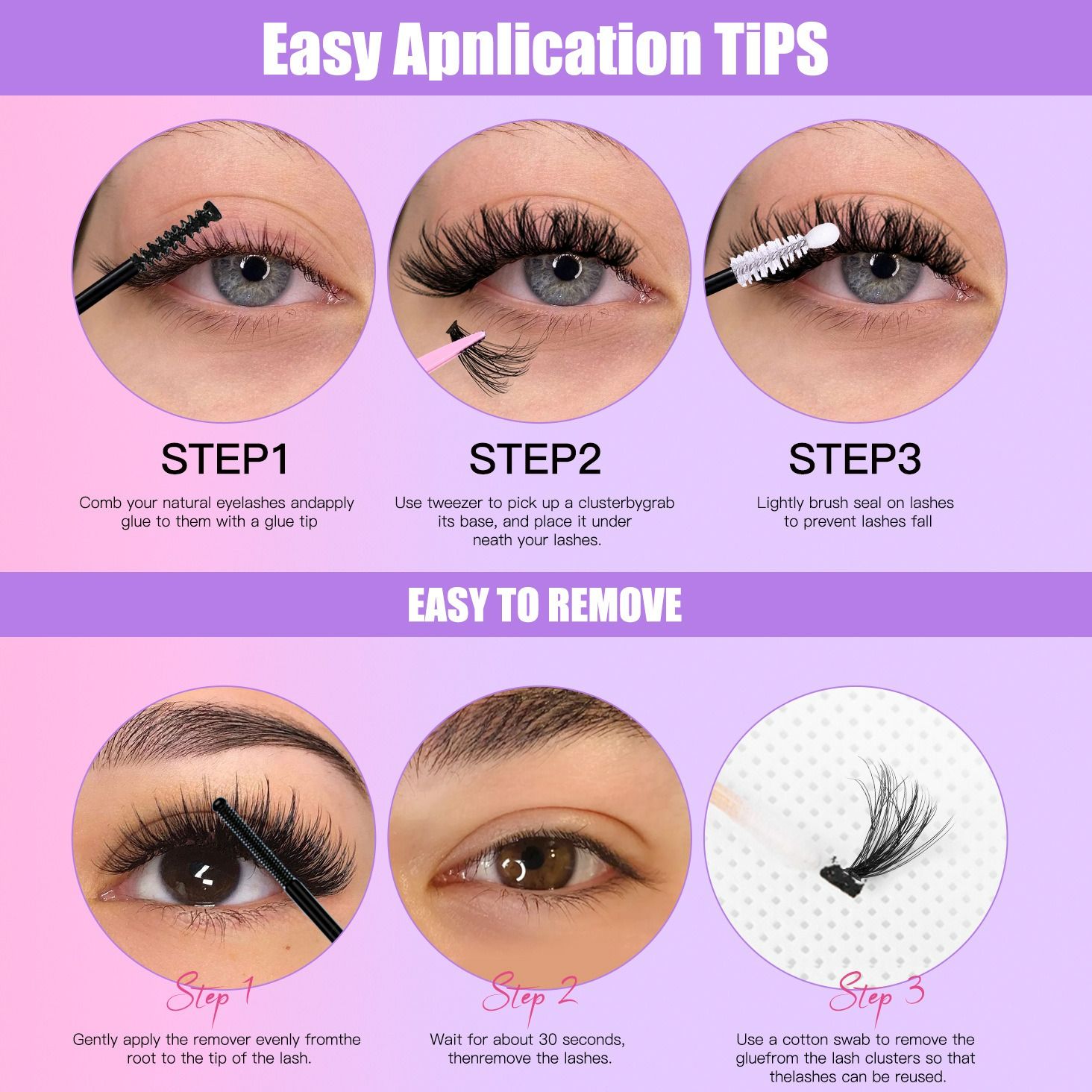 DIY False Eyelash large capacity Clusters for Natural Look False Eyelashes Natural Thick Kit Lash Extension Kit DIY Individual Lashes Kit