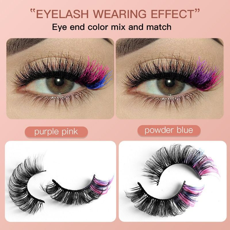 7 pairs Europe and the United States high imitation mink color eyelashes thick curl up eye tail false eyelashes Eye Lashes Colored false eyelashes Mink Lashes Soft And Light
