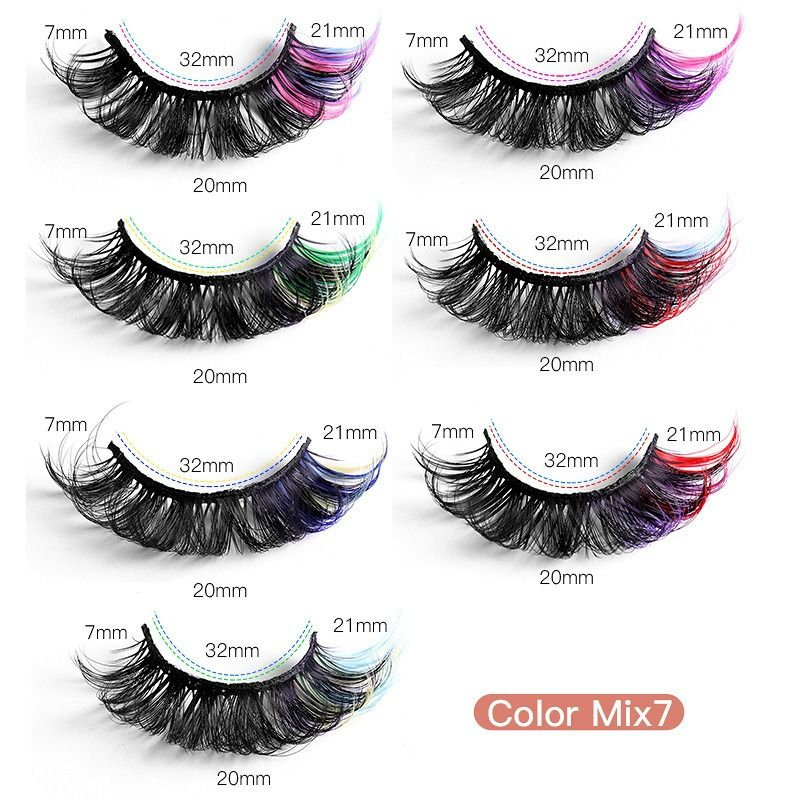 7 pairs Europe and the United States high imitation mink color eyelashes thick curl up eye tail false eyelashes Eye Lashes Colored false eyelashes Mink Lashes Soft And Light