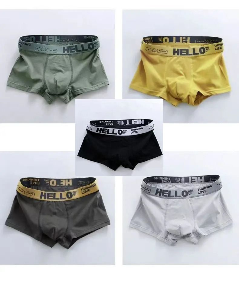 5PCS Boxer Panties Men Letter Underwear Trunks Underpant Comfortable Breathable Soft Cotton Panties Boxer Shorts Plus Size