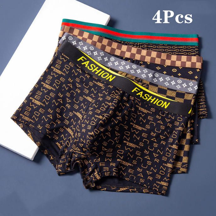 4Pcs Men's Underwear Comfortable Modale Shorts New Printing Trendy Unique Shorts Soft Comfortable Men's Panties