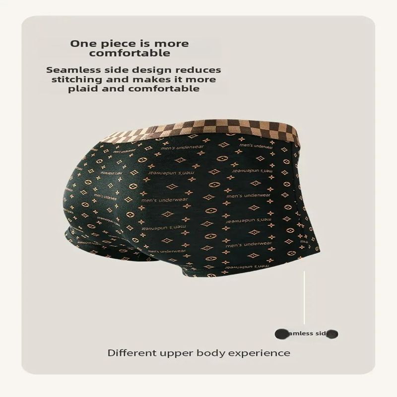 4Pcs Men's Underwear Comfortable Modale Shorts New Printing Trendy Unique Shorts Soft Comfortable Men's Panties