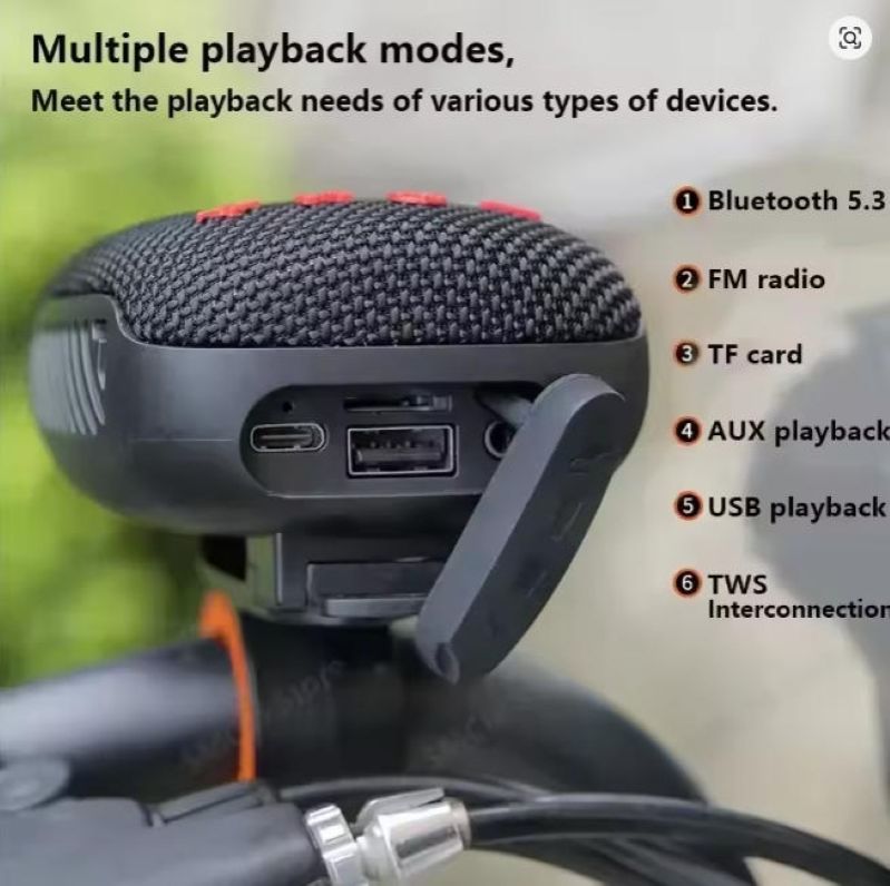 Bicycle Wireless Stereo Speaker Type-C USB Rechargeable Portable Outdoor Waterproof  Wireless Bluetooth Speaker