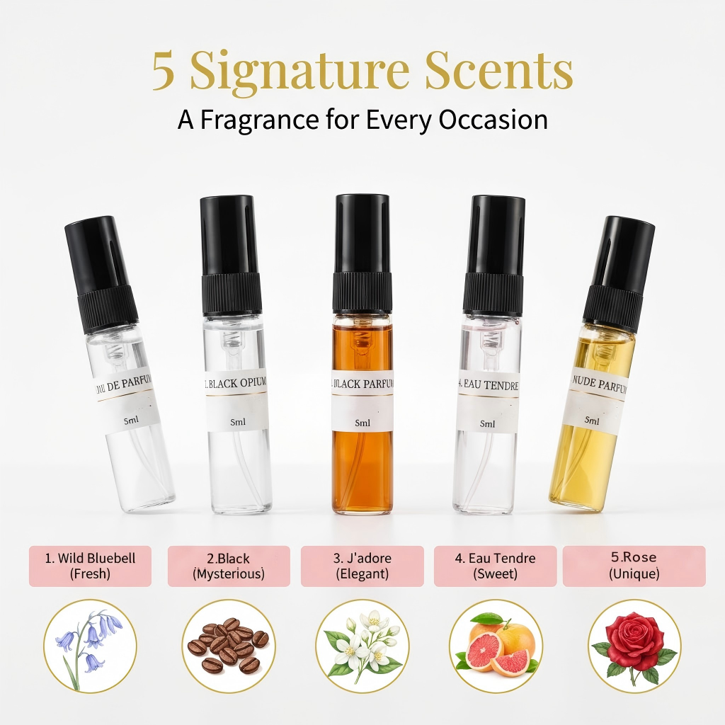5Pcs 5ml Floral Original Sample Perfume Gift Box Gentle Fragrance