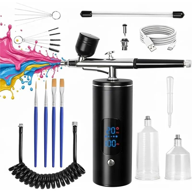 Portable Airbrush Mini Air Compressor Kit Paint Spray Gun For Face Hydrating Sprayer Nail Art Tattoo Craft Cake Pastry Painting