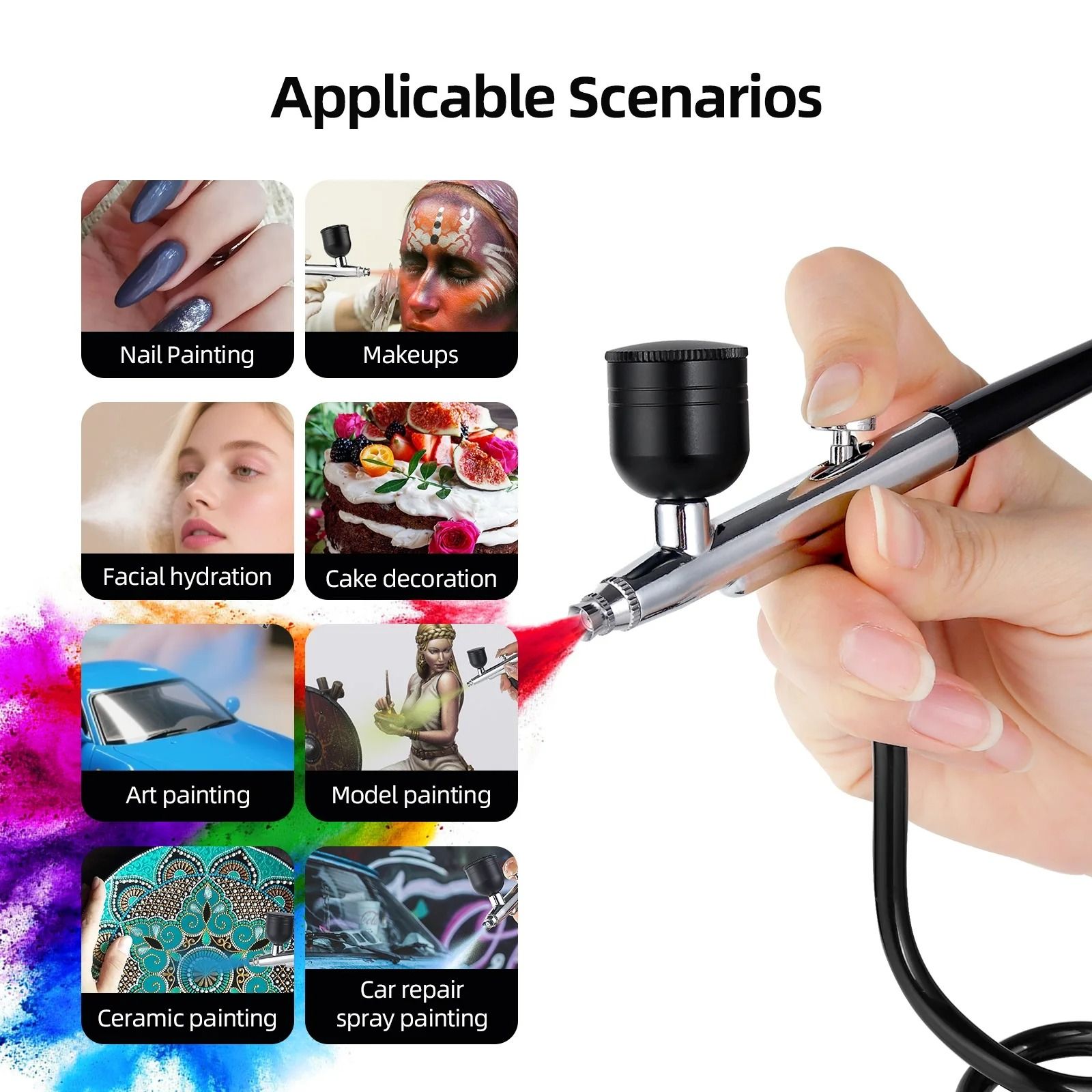 Portable Airbrush Mini Air Compressor Kit Paint Spray Gun For Face Hydrating Sprayer Nail Art Tattoo Craft Cake Pastry Painting