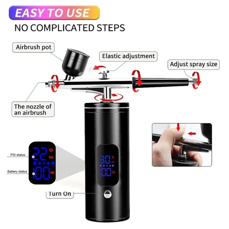 Portable Airbrush Mini Air Compressor Kit Paint Spray Gun For Face Hydrating Sprayer Nail Art Tattoo Craft Cake Pastry Painting