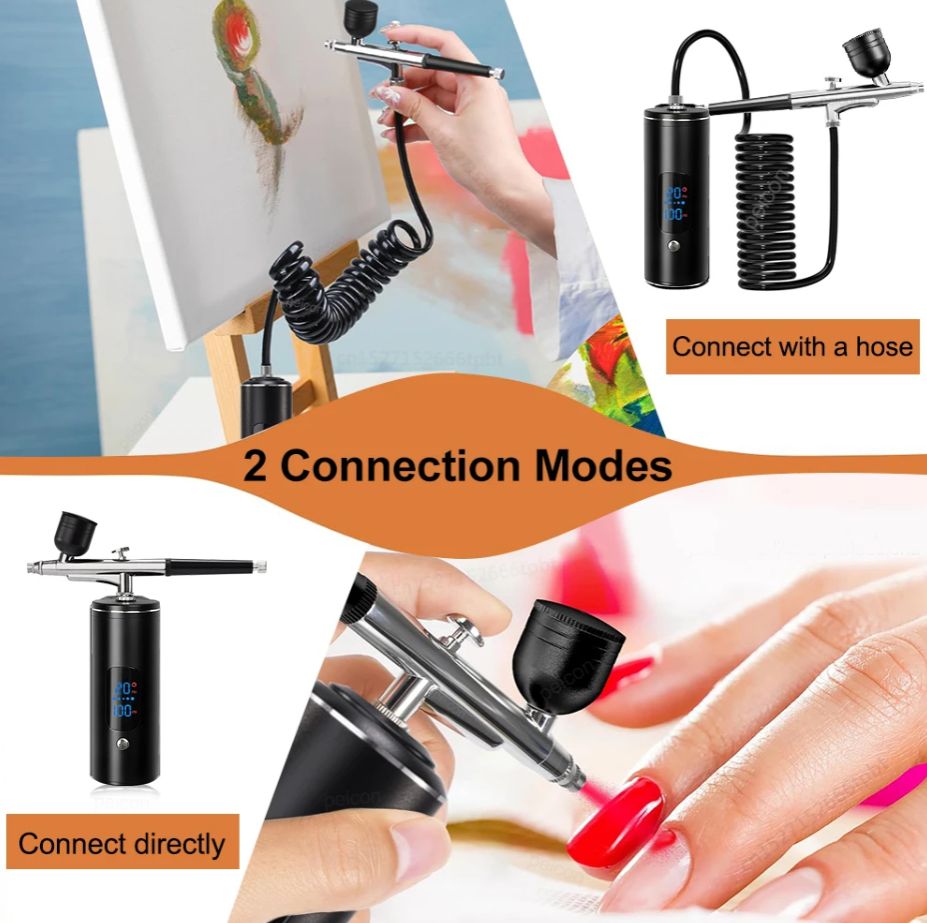 Portable Airbrush Mini Air Compressor Kit Paint Spray Gun For Face Hydrating Sprayer Nail Art Tattoo Craft Cake Pastry Painting