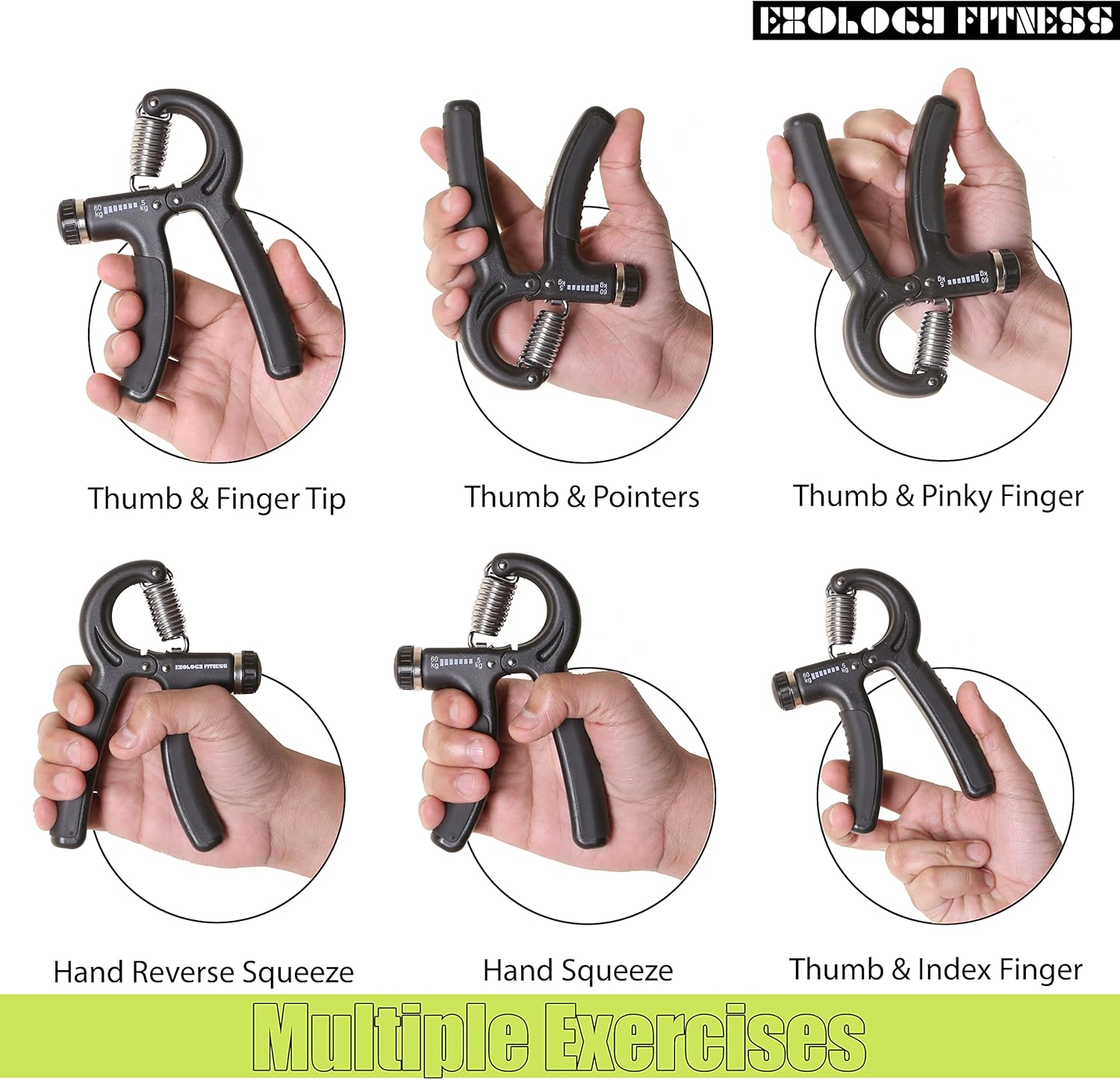 1pcs  5-60 kg Grip Strengthener Exerciser – Adjustable Hand Grips Strengthener with Stainless Steel Spring for Strong Wrists, Fingers, Forearm, Hands Hand Trainer,  Finger Exercise Power Gripper