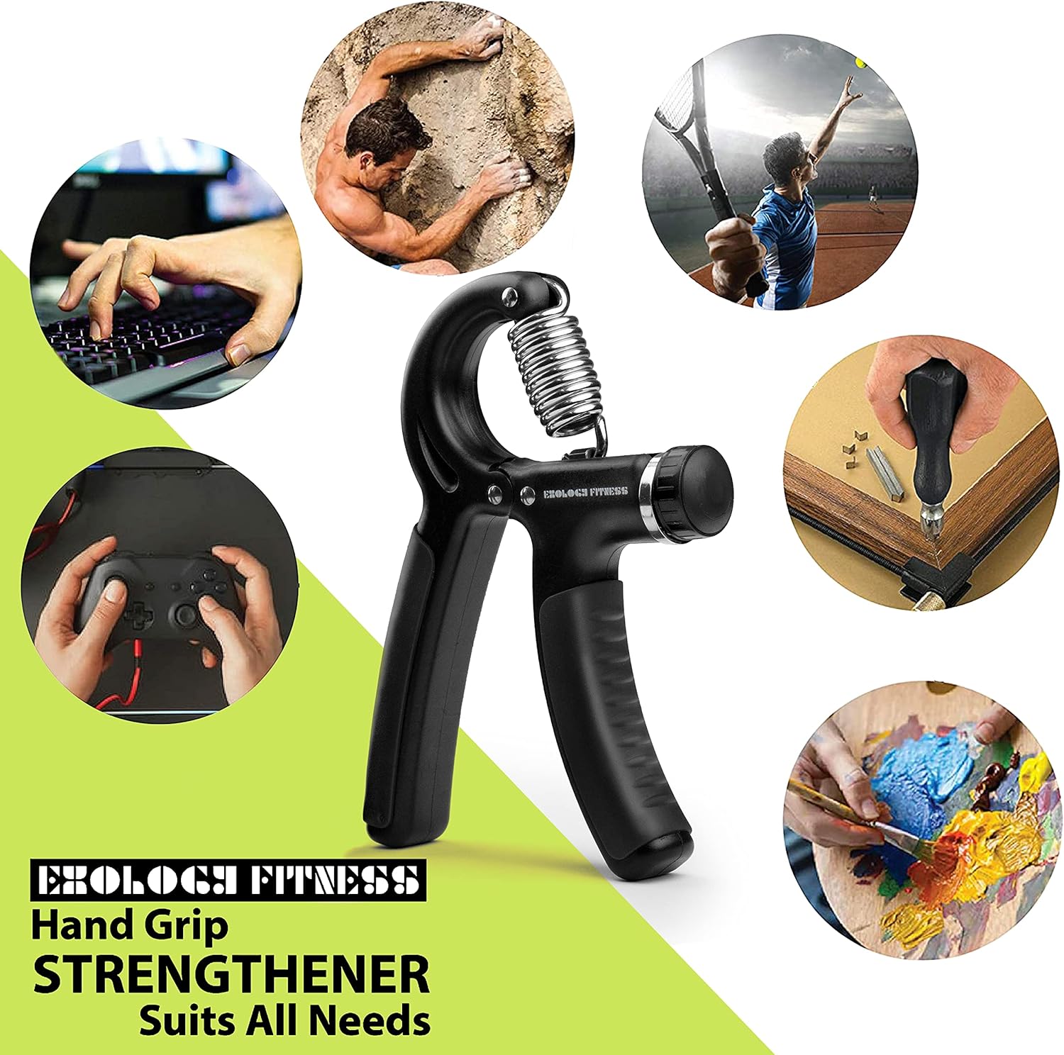 1pcs  5-60 kg Grip Strengthener Exerciser – Adjustable Hand Grips Strengthener with Stainless Steel Spring for Strong Wrists, Fingers, Forearm, Hands Hand Trainer,  Finger Exercise Power Gripper