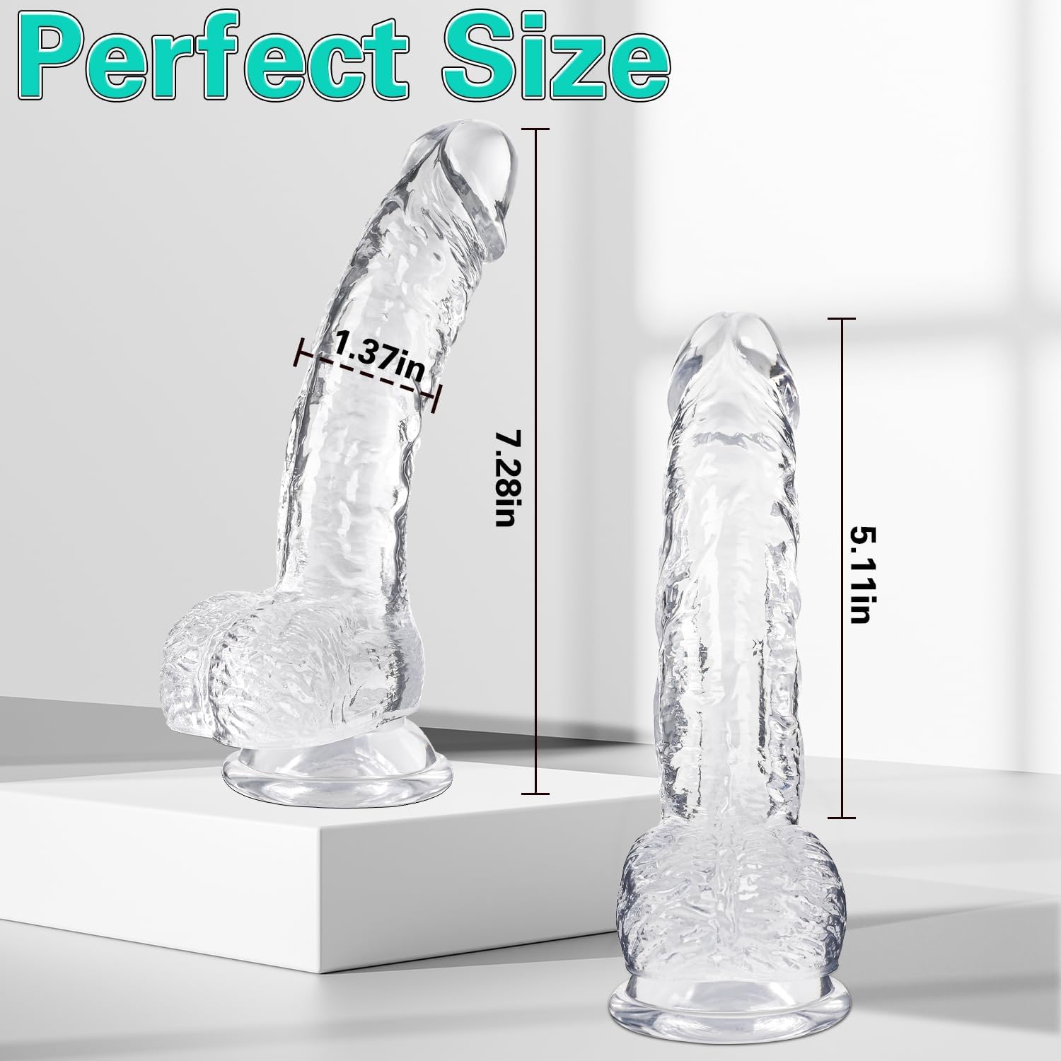Realistic Dildo G-Spot Stimulation Dildos with Powerful Suction Cup for Hands-Free Play Anal Adult Sex Toy for Women and Couple (Clear) Gift for Girlfriend Wife