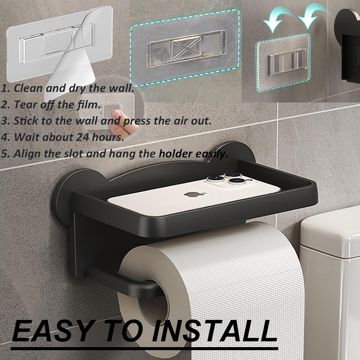 Black Toilet Paper Holder,  Wall-Mounted Toilet paper holder， tissue rack Bathroom tissue holder ，Toilet Paper Roll Dispenser，Bathroom Accessories