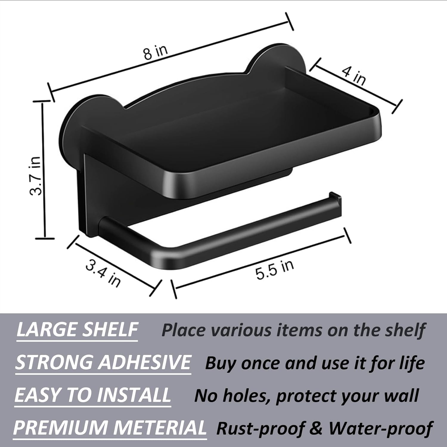 Black Toilet Paper Holder,  Wall-Mounted Toilet paper holder， tissue rack Bathroom tissue holder ，Toilet Paper Roll Dispenser，Bathroom Accessories